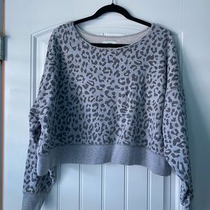 Aerie Leopard Print Scoop Neck Sweater